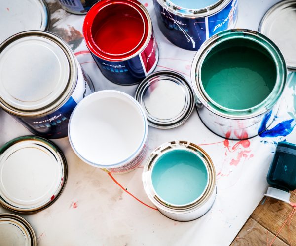 Closeup of house painting renovation